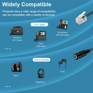 Audioadapterkabel für Headset, Telefonkonverter, Headset, Telefonadapter, 3,5 mm Buchse, RJ11 männlich, 3,5 mm 6 Hauptverkäufe Set Fame -Adresse RJ11 - №5