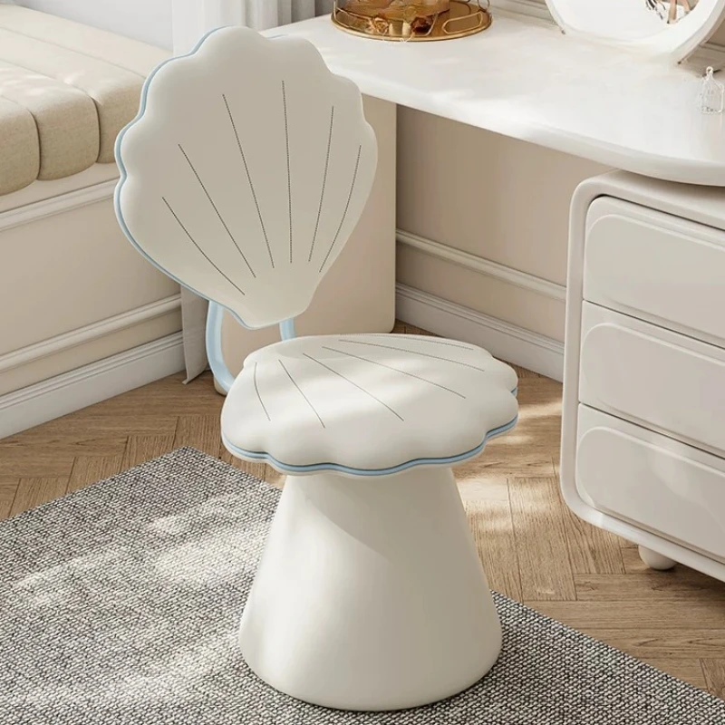 Cream wind bedroom makeup stool household rotatable backrest shell makeup chair high value dresser stool