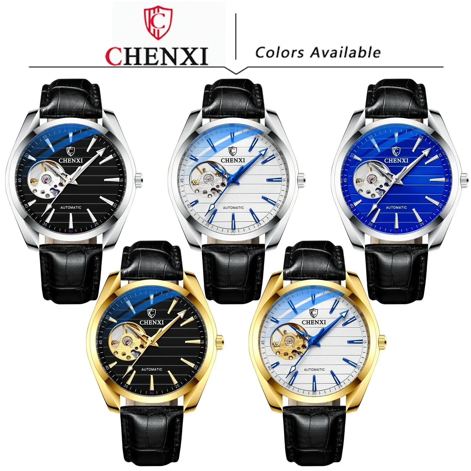 CHENXI 8806L New Leather Hollow Out Automatic Men's Luminous Waterproof High-end Brand Mechanical Watch Gift