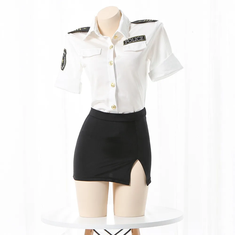 Sexy Police Women Officer Uniform Female Cop Sheath Dress Policewoman Outfit Roleplay Costumes Women Officer Halloween Cosplay