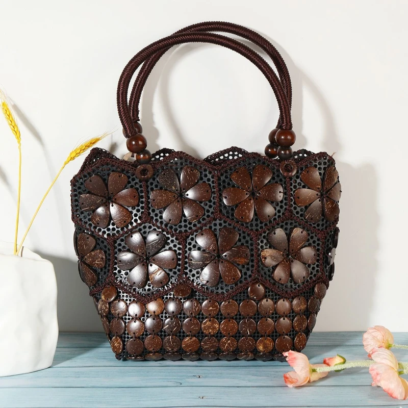 Ethnic Style Bohemian Coconut Shell Women new Bag Handmade Bag Large Capacity Fashion Package Single Shoulder Retro Women Pack - view 2