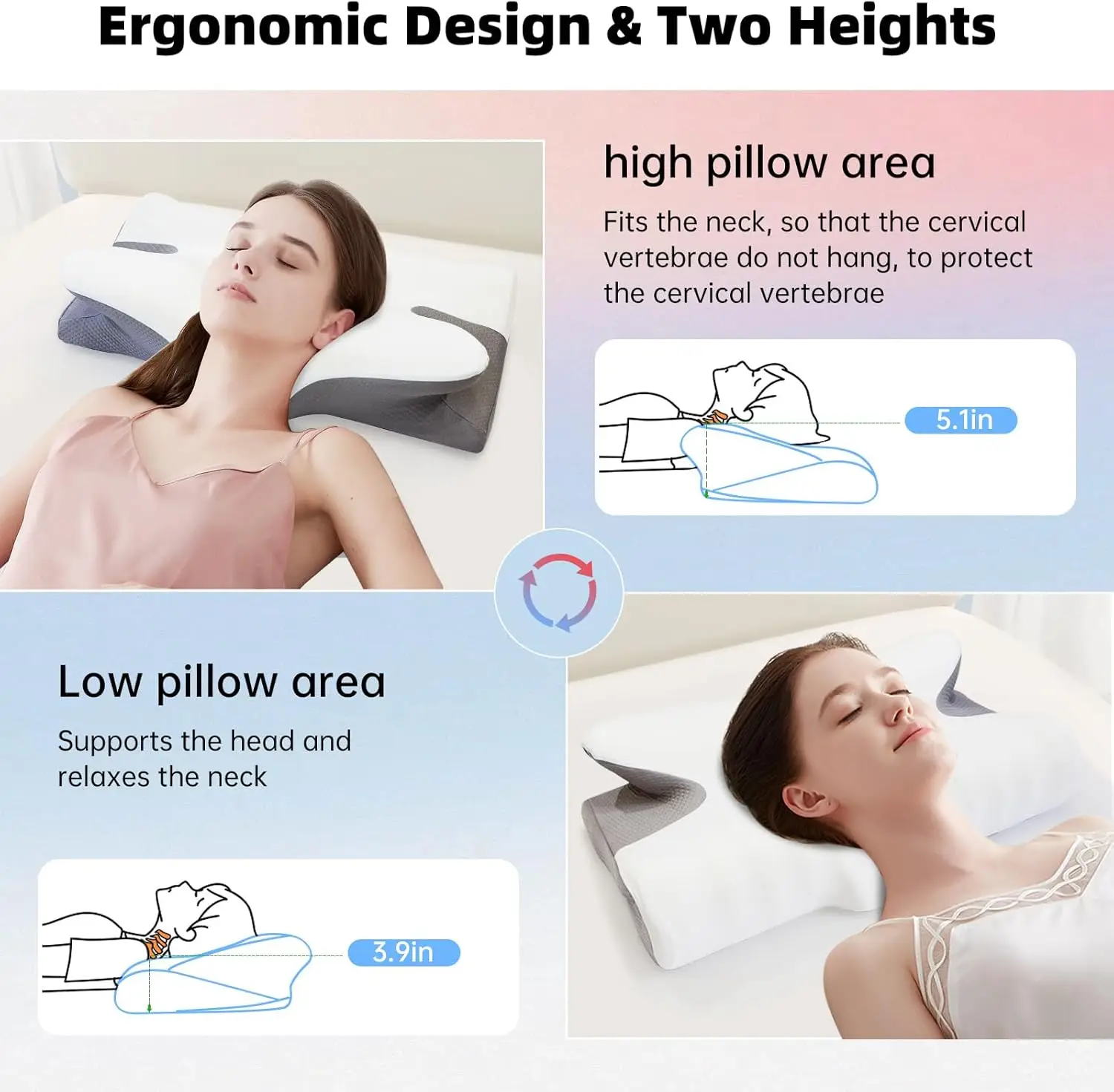 Neck Healthcare Bed Pillow Butterfly Sleep Memory Pillow Slow Rebound Comfortable Copper Ion Sleep Pillow Cervical Orthopedic