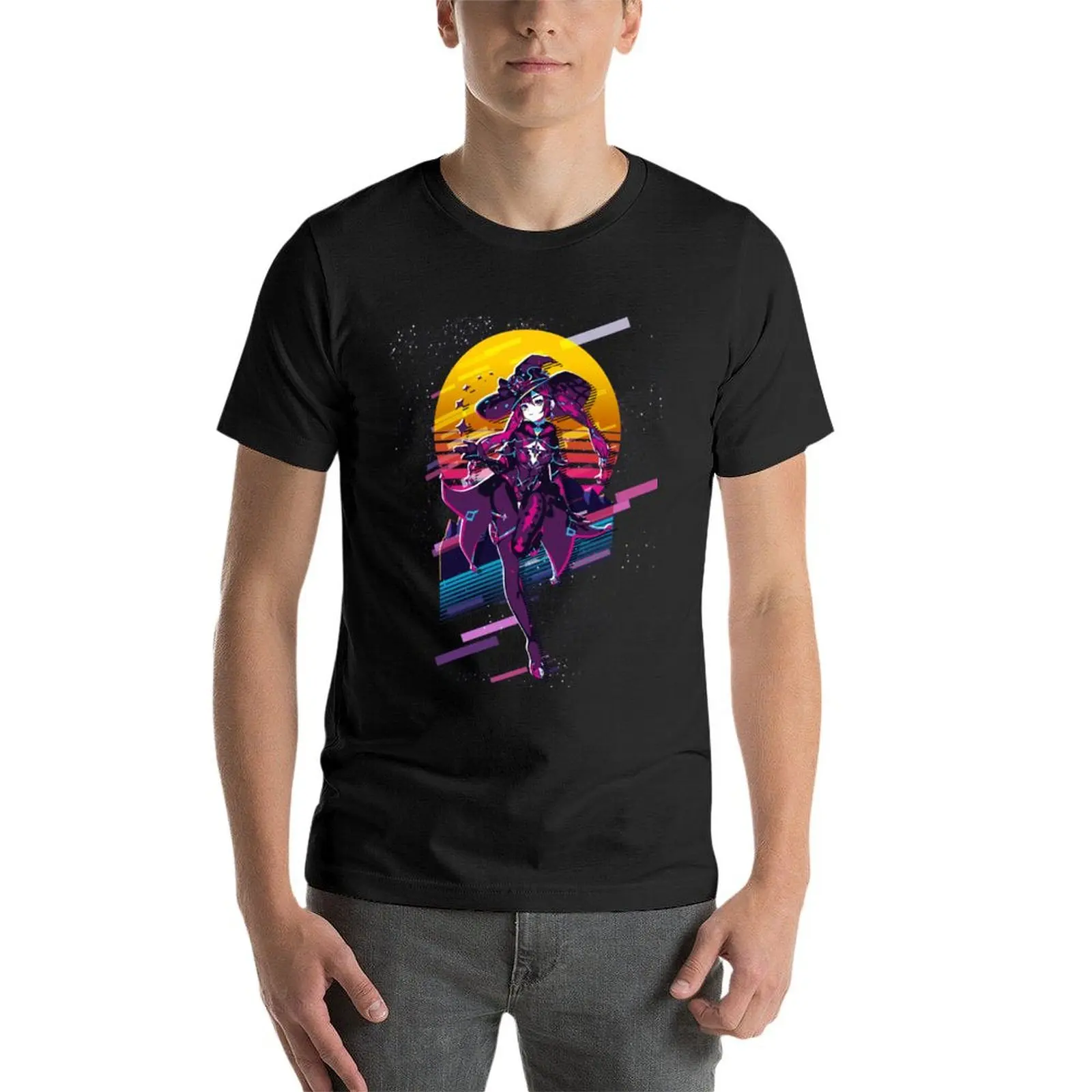 Mona - Genshin Impact 80s retro T-Shirt summer tops sports fans plain white t shirts men