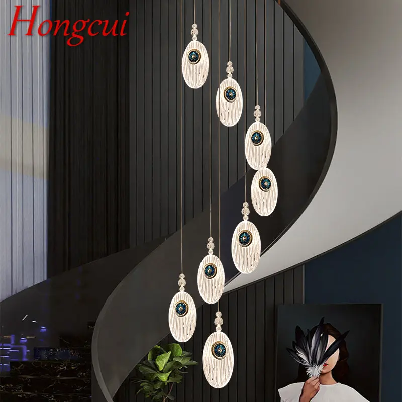 

HONGCUI Nordic Pendant Light Led Creative Feather Shape Chandelier Modern Fixtures Home Living Room Staircase Hallway Lamp