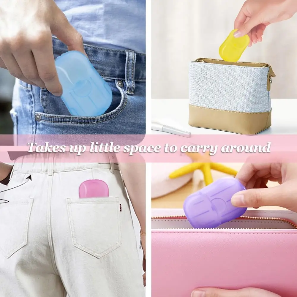 20 pcs Hiking Portable Soap Sheets Dissolvable Cleaning Soap Paper Mini Disposable Hand Washing Soap Children