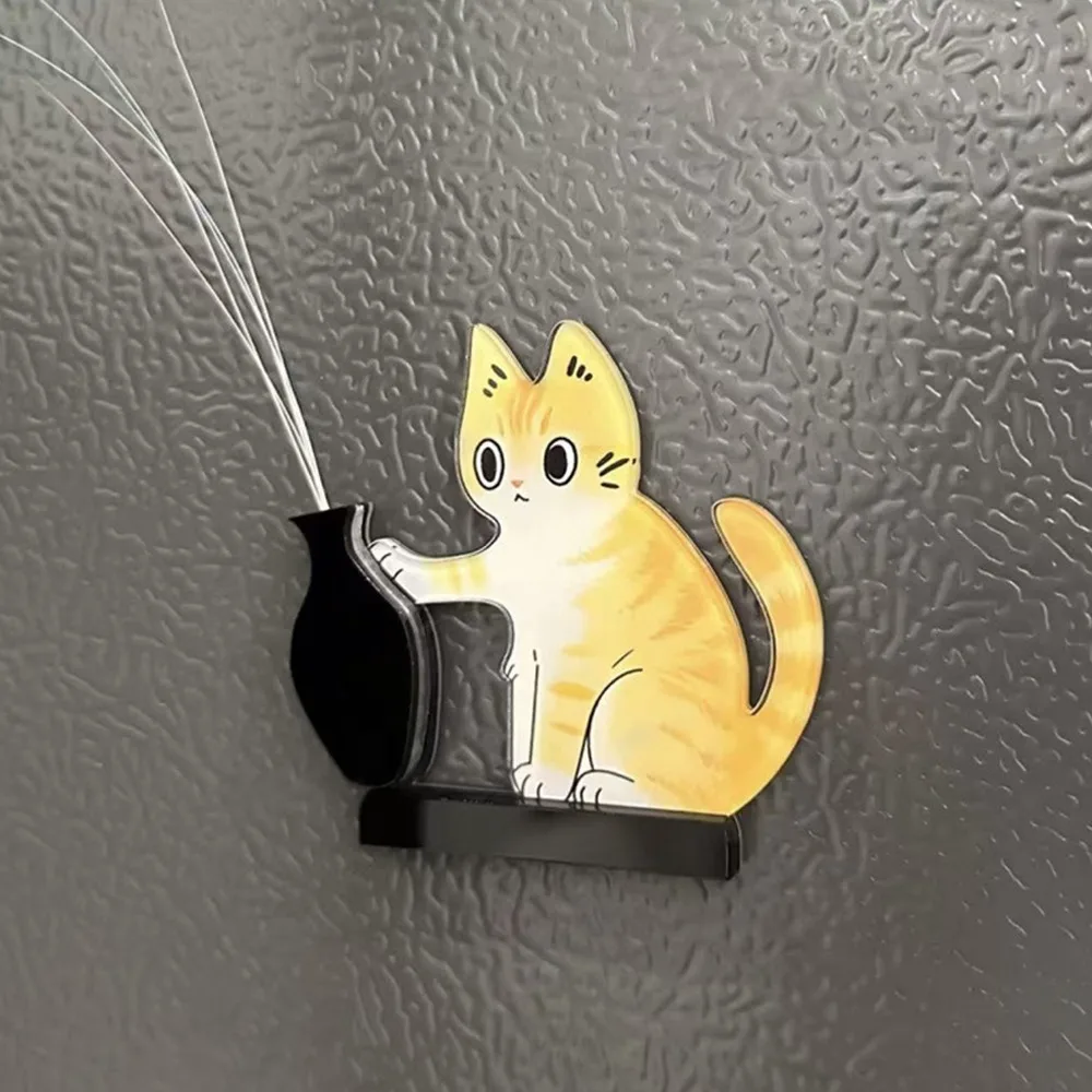 Cartoon Cat Hair Storage Box Kitten Theme Dust-proof Pet Memorial Fridge Magnet Moisture Proof Novelty