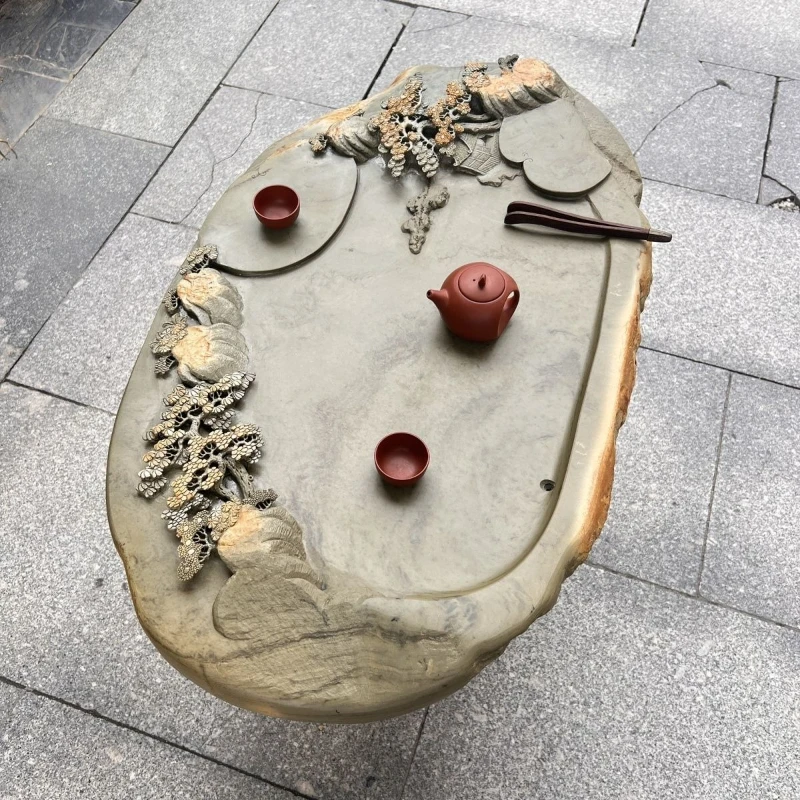 

Home Office Living Room Duan Yan Tea Tray Simple Carving Stone Pure Natural Set Stone Tea Sea Tea Tray Rough Stone
