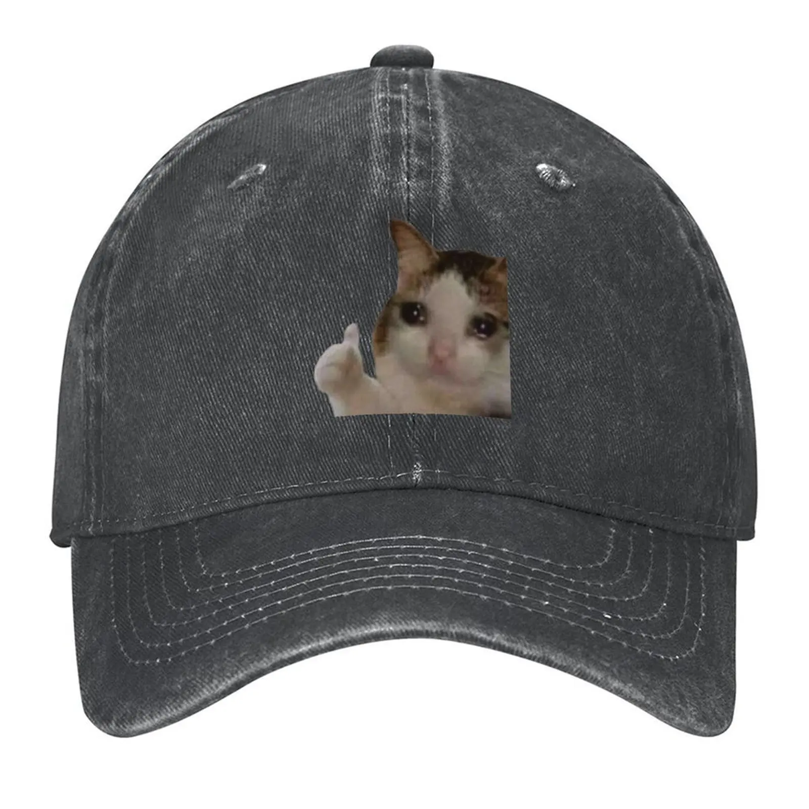 

Thumbs Up Crying Cat Baseball Cap western Hat Golf Hat Man New In Hat Male Girl Men's