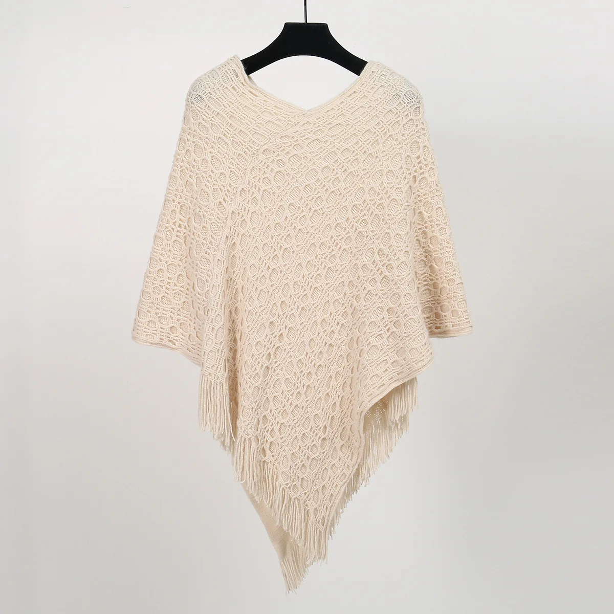 

Модный вязаный шарф-пончо с кисточками, однотонный элегантный женский шарф, женский весенне-осенний теплый свободный дизайн, шаль, палантины