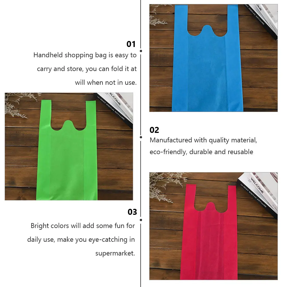 

20 Pcs Non-woven Shopping Bag Supermarket Tote Small Spunbond Nonwoven Fabric Recycle Storage Pouch Work