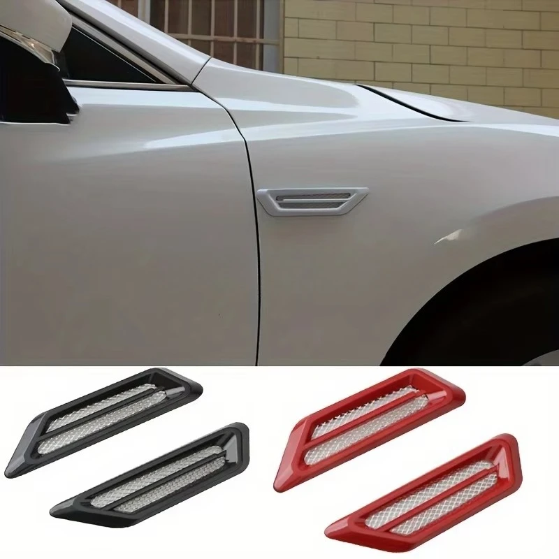 3D Universal Car Hood Scoop Carbon Fiber Air Intake Vent Cover 2PCS Styling Accessories Exterior Decoration for Easy Install