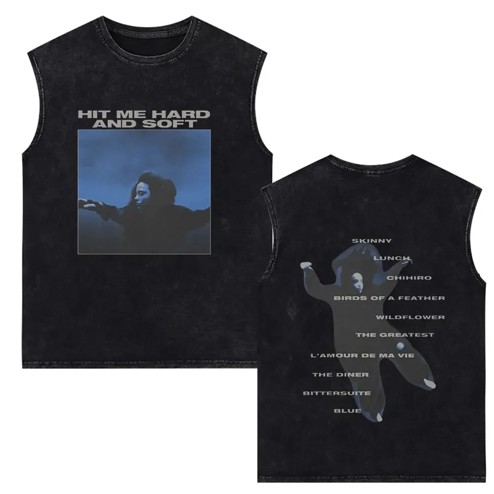 Hit Me Hard and Soft Same Style Print Washed Vest Tops Men Women Fashion Popular Music Sleeveless Tank Cotton Oversized T-shirt - Image 5