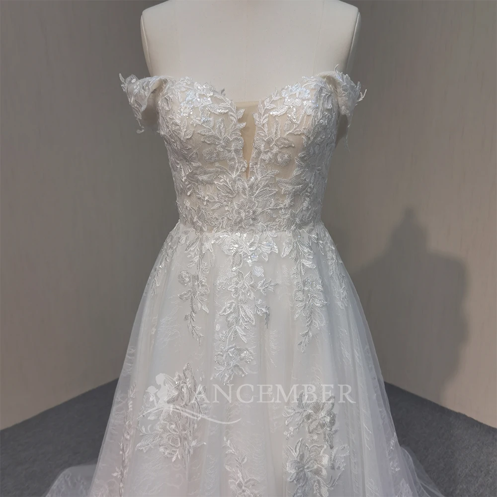 Customized Sweetheart Short Sleeves Simple A-line Wedding Dress Lace Open Back Floor Length Bridal Gown vestidos de novia boda