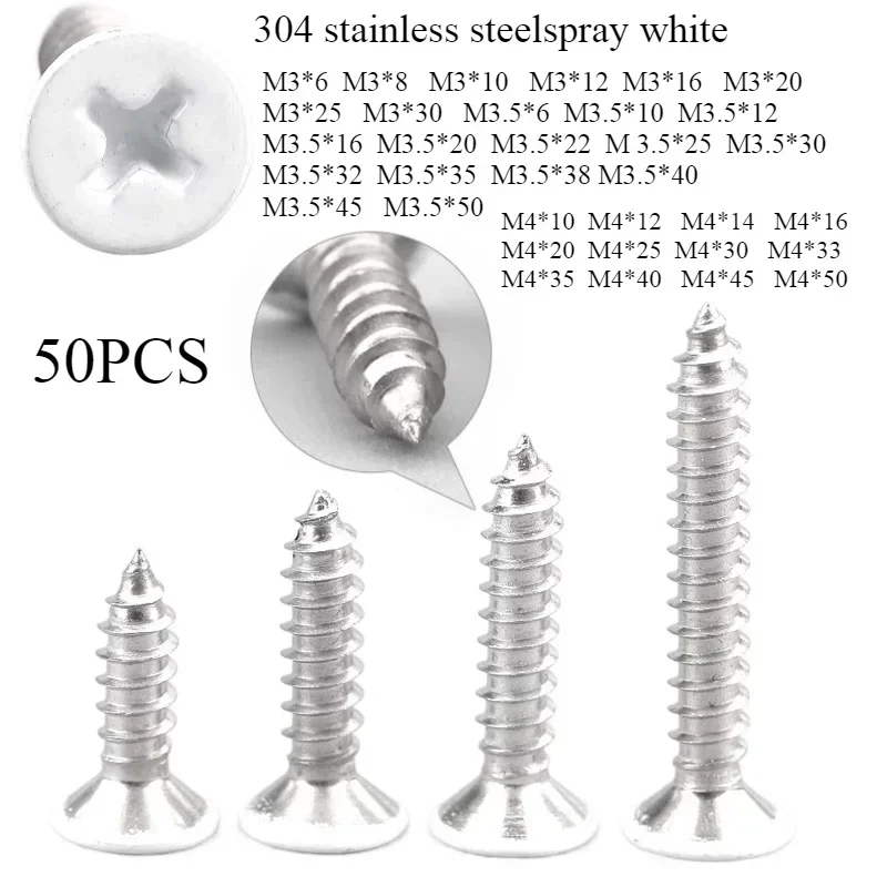 

304 Stainless Steel Cap Wood White Metal Round Self Tapping Scre Pan Cabinet Screws with Paint Self-tapping Machine Shcs Tete