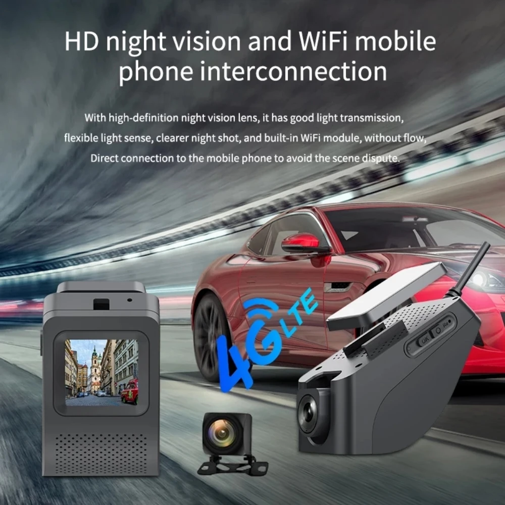 4G LTE Dash Cam GPS Logger Support 24 Hours Live Remote Monitoring FHD 1080P Car Video Recorder WiFi Hotspot DVR