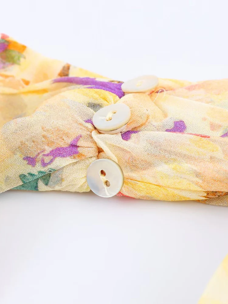 TRAF European and American style summer new fashion women's clothing halter neck backless flower print dress