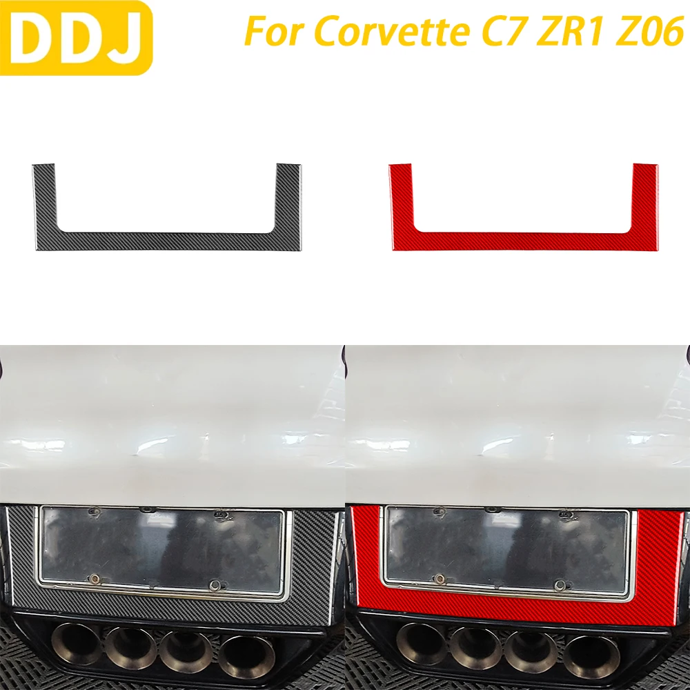 For Chevrolet Corvette C7 ZR1 Z06 2014-2019 Car Accessories Carbon Fiber Rear License Plate Panel Frame Cover Decoration Sticker