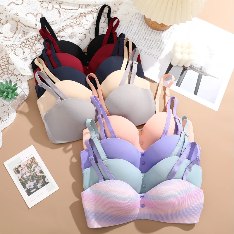 New Women‘s Sexy Seamless Push Up Bras Underwear Solid Color Wireless No Wire Gathered Bra Lingerie Female Breathable Brassiere