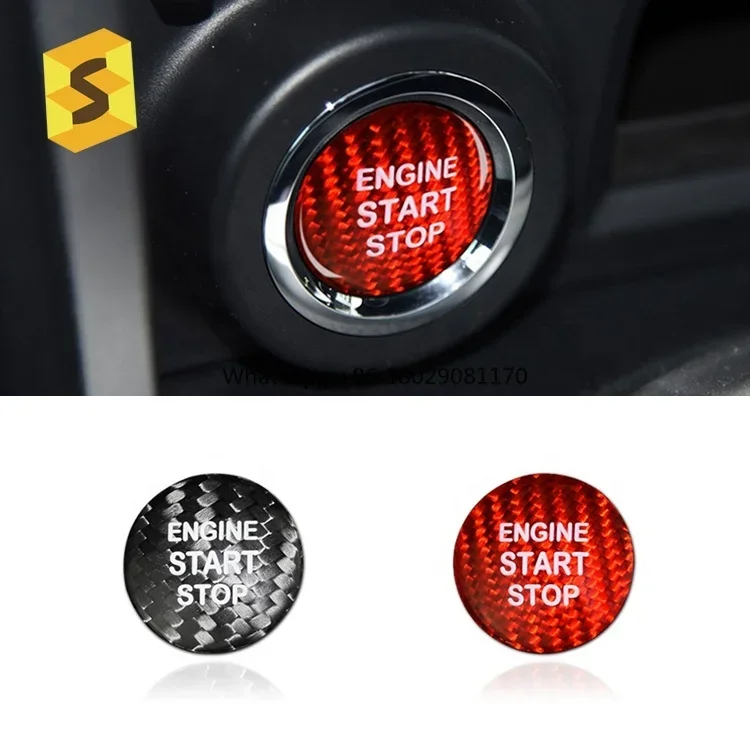 Car Interior Accsori Products For Toyota Start Stop Button Cover Carbon Fiber