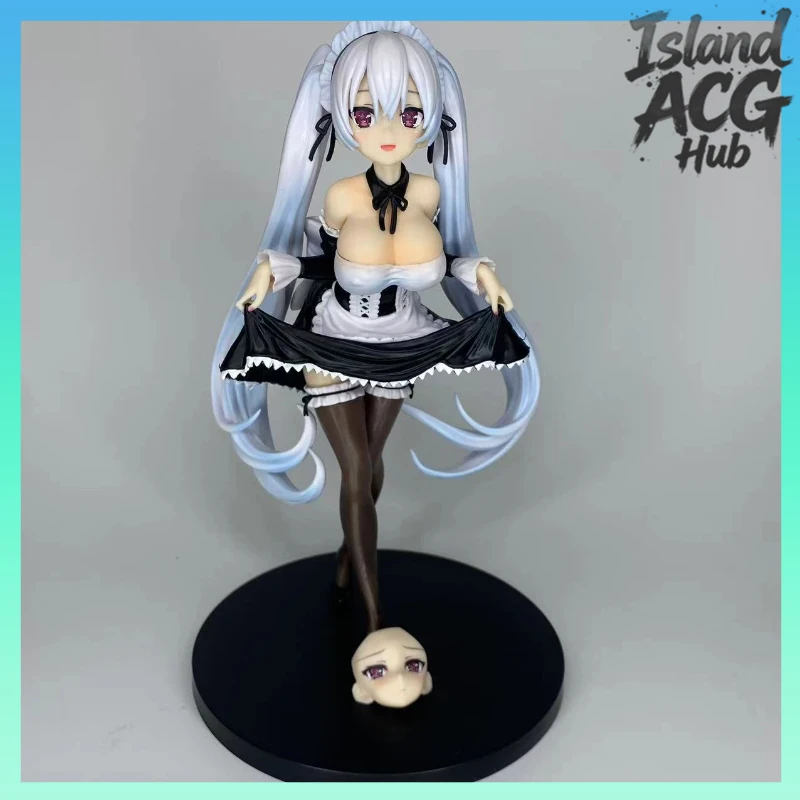 

Коллекционная фигурка горничной Yuan Wei от FuRyu TENITOL: Серебряные двойные хвостики, сменные головы, декор для рабочего стола, подарок для фанатов аниме Ootani