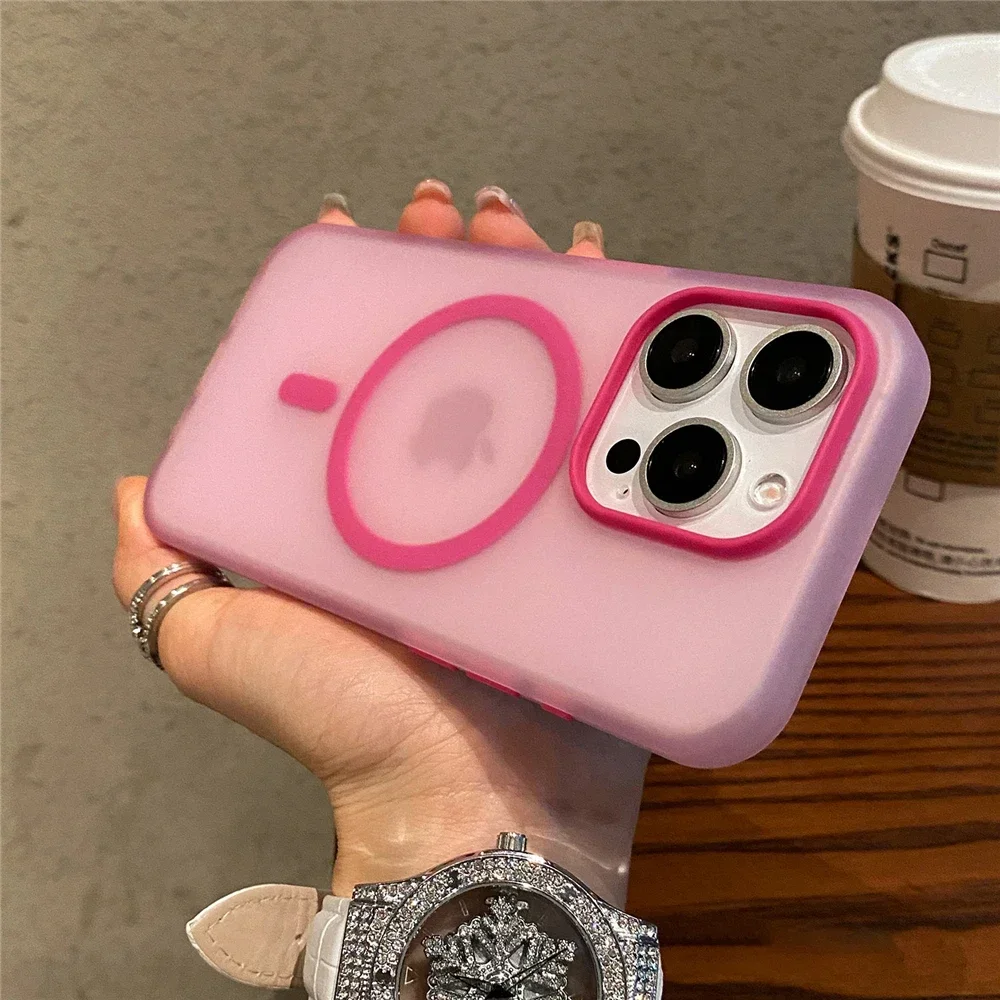 

Matte Candy Magnetic Wireless Charging Transparent Case For iPhone 16 15 13 12 11 14 Pro Max Plus For Magsafe Shockproof Cover
