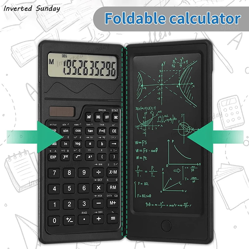 الآلات الحاسبة العلمية للطاقة الشمسية القابلة للطي وشاشة LCD مقاس 6 بوصات للكتابة ولوحة الرسم لمدرس طلاب الأعمال المكتبية