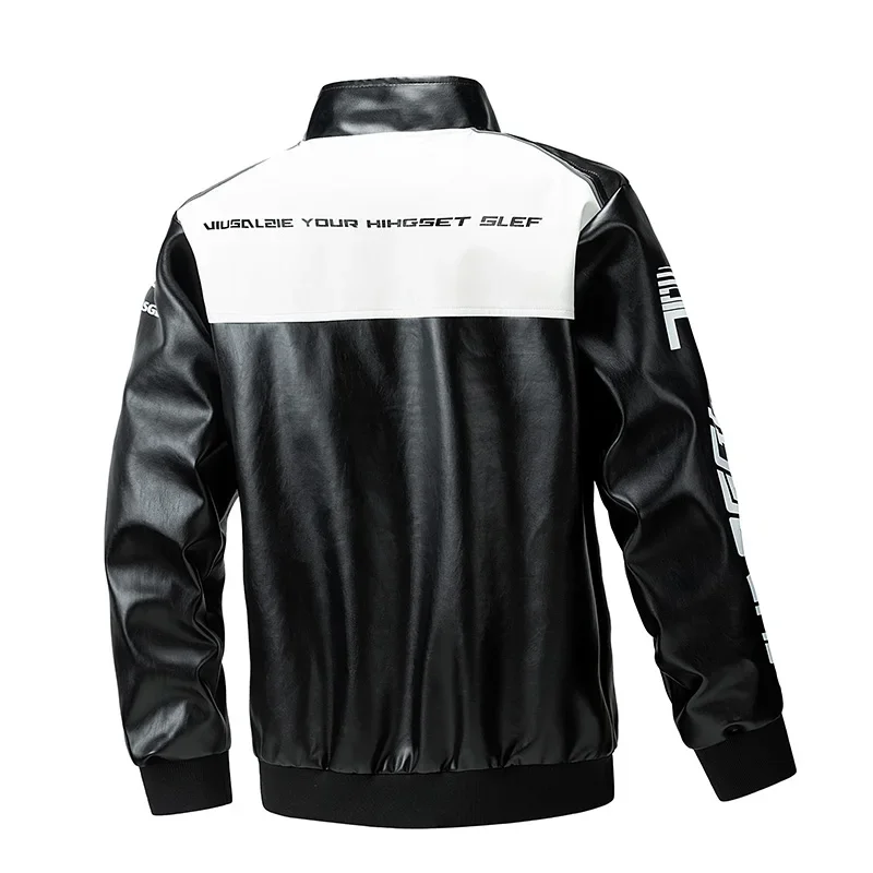 High Street Racing Motorcoss Jacket Men Motorbike Clothing Waterproof PU Leather Jacket 2024 Fashion Jackets Men Motorcycle Wear