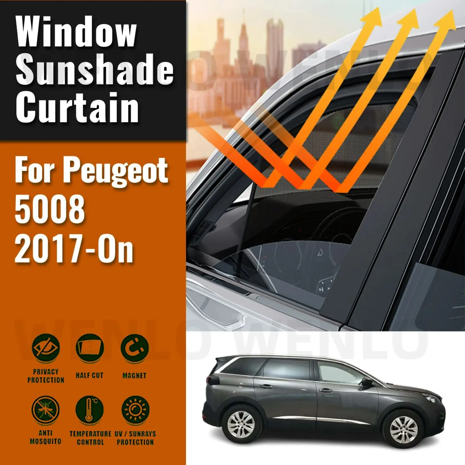 

For Peugeot 5008 2017-2023 2024 Car Sun Visor Accessories Window Windshield Cover Sunshade Curtain Mesh Shade Blind Custom