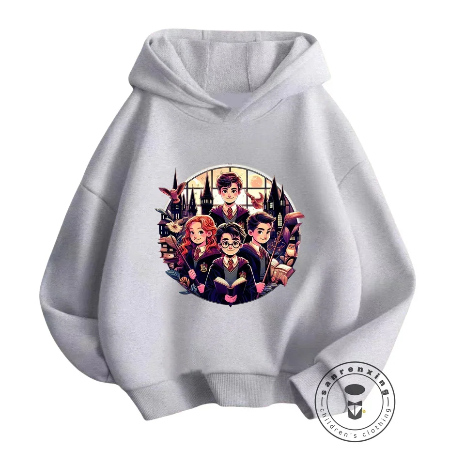 Explore the Wizarding World in Style Trendy Hoodies for Kids Featuring Popular Movie Scenes Q-Version Graphics for Hip-Hop Look