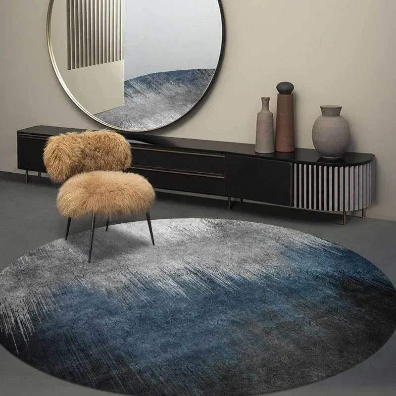 

150cm Fashion Modern Simple Blue Gray Black Gradient Stitching Living Room Bedroom Hanging Basket Chair Round Floor Mat Carpet