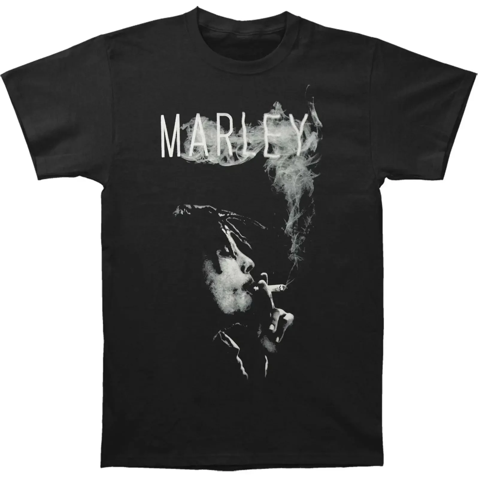 Herren-T-Shirt „Bob Marley Smoke“ in Schwarz, Größe S, Vintage-Look, gewaschen, vielseitig, weich, lässig, atmungsaktiv, Designerkleidung für Herren, bequem
