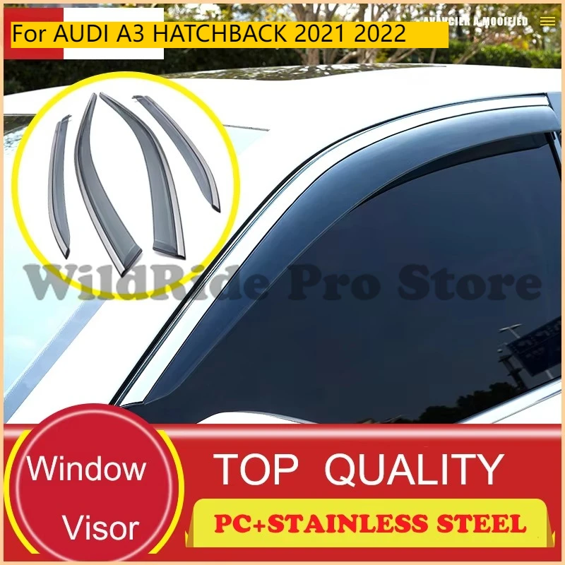 

TOP SALE Car Side Window Visor for AUDI A3 HATCHBACK 2021 2022 Wind Rain Visor Vent Sun Rain Guard Door Visor Window Deflectors