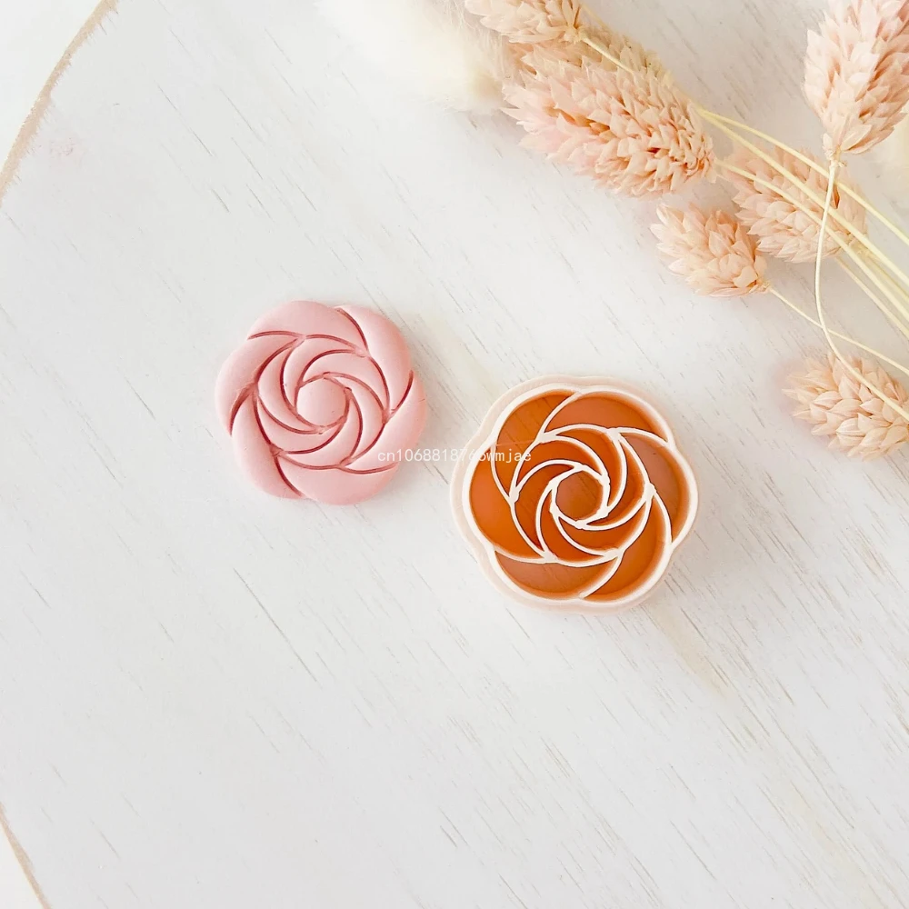 Rose Shape Polymer Clay Earring Cutters Flower Pattern Dangle Clay Stamping Moulds DIY Pendant Jewelry Embossing Tools