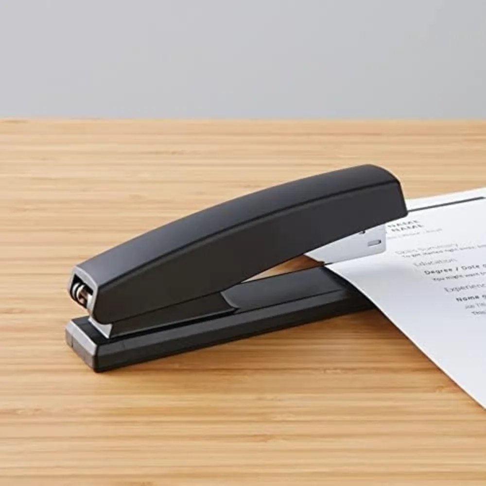Heavy Duty Office Stapler with 1000 Staples, 25 Sheet Capacity, Non-Slip Black Design