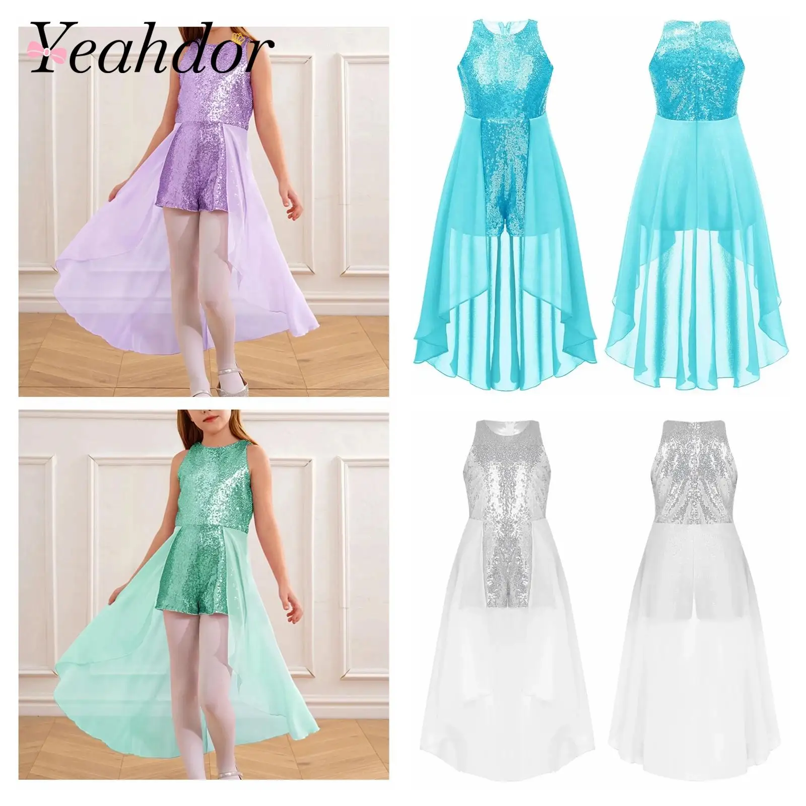 

Girls Sequins Chiffon Romper Dresses Children Wedding Princess Dress Pageant Formal Occassion Costume Kids Birthday Party Dress