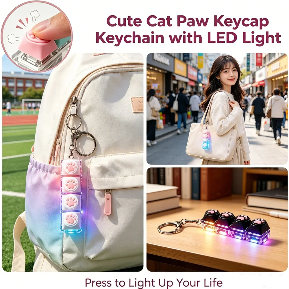 Porte-clés Clavier LED Cliquable - Jouet Anti-Stress et Anxiété, Accessoire de Bureau Portable pour Décoration et Cadeau