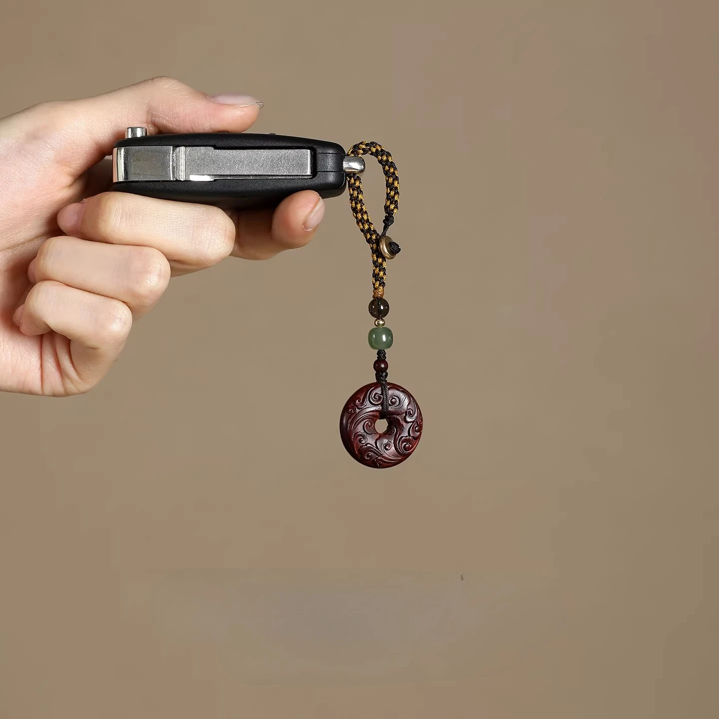 Red Sandalwood Auspicious Cloud Peace Buckle Wooden Pendant Phone Lanyard Bag Car Rearview Mirror Hanging Ornament Gifts