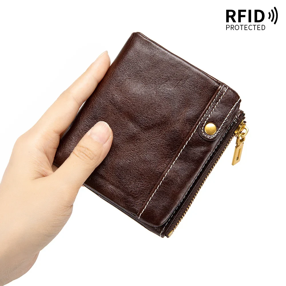 Bifold Wallet with Side Zipper Coin Pocket,Transparent ID Window, RFID Multi Card Slots Wallets for Cash Coins Credit Cards