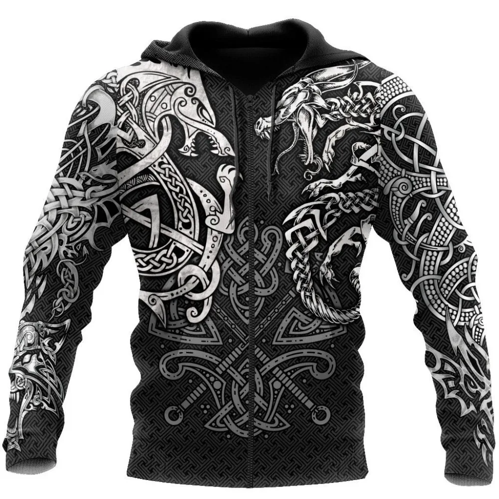 

Viking Wolf And Dragon Tattoo 3D Printed Men Hoodies Sweatshirt Unisex Streetwear Zipper Pullover Casual Jacket Tracksuit