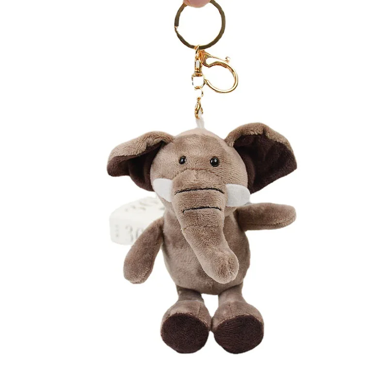 New imitation elephant plush toy pendant lifelike  jungle animals keychain soft backpack accessories couple  gift