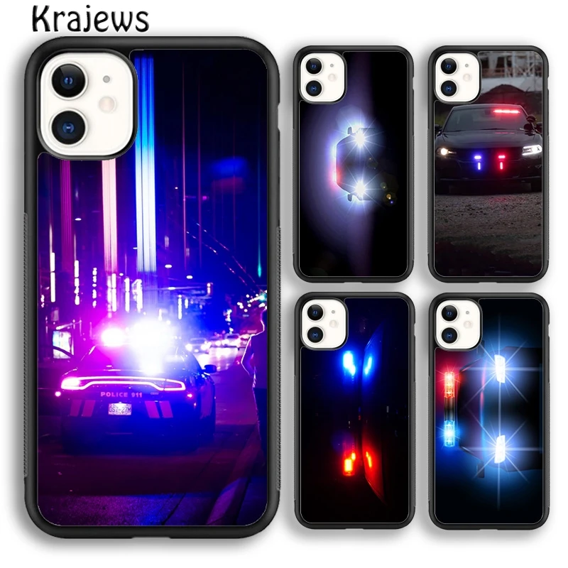 Krajews Police Cars Light in Dark Soft Phone Case Cover For iPhone 16 15 SE2020 14 6 7 8 plus 11 12 13 pro max coque Fundas