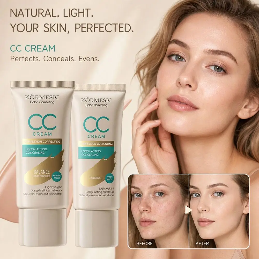 2026 Natural Lightweight Color-Correcting CC Cream Moisturizing Waterproof Sweat-proof Makeup Before Concealer Face Base Makeup