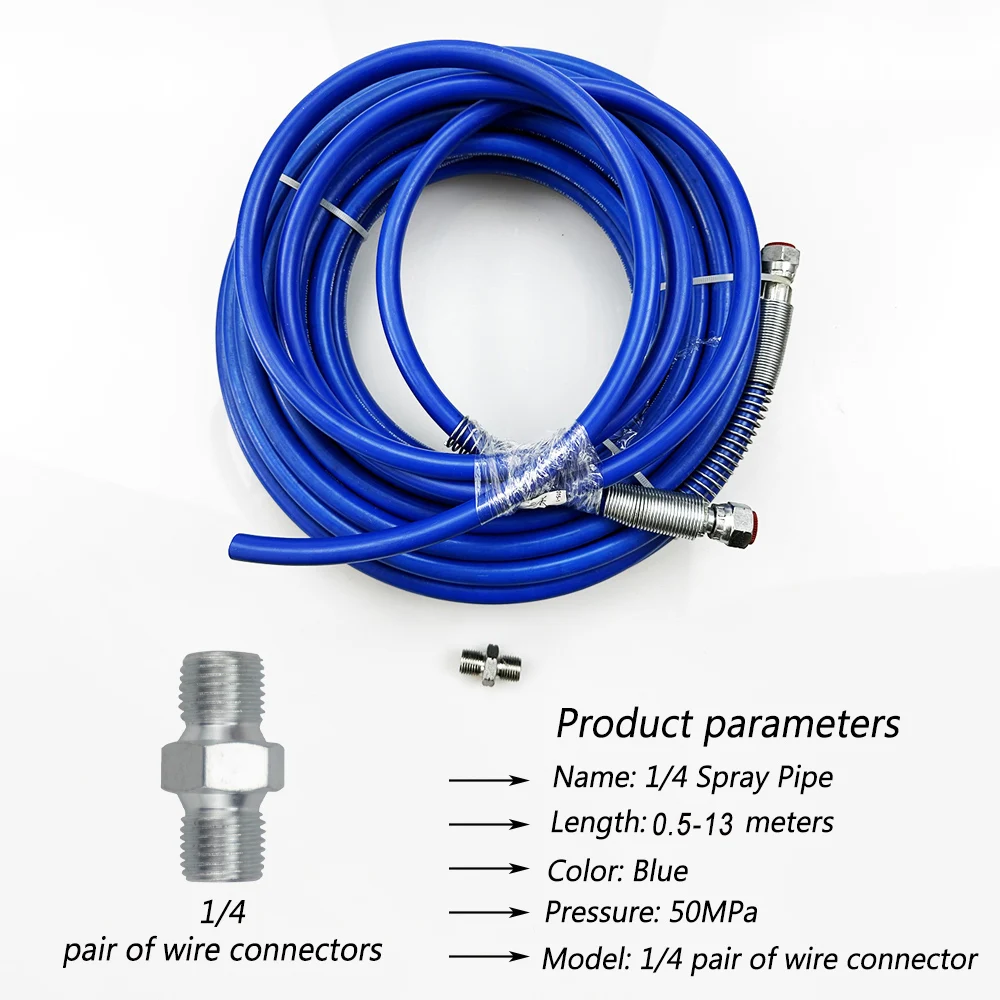 1/4 Inch 0.5M-13M Blue Double Layer Braided Spray Pipe 5800PSI Super Strong Airless Spray Nozzle Spare Parts Connection Pipe
