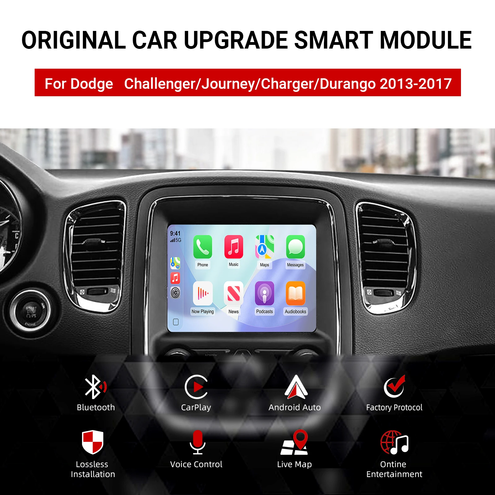 OEM Screen Upgrade Decoder Box interface CarPlay Retrofit Kit for Dodge Challenger Journey Charger Durango with 8.4 inch Screen