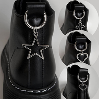 2PCS Hollow Big Stars Hearts Pendant Martin Boots Shoes Buckles Decoration Metal Snap Hook Shoes Accessories Y2K Party Jewelry