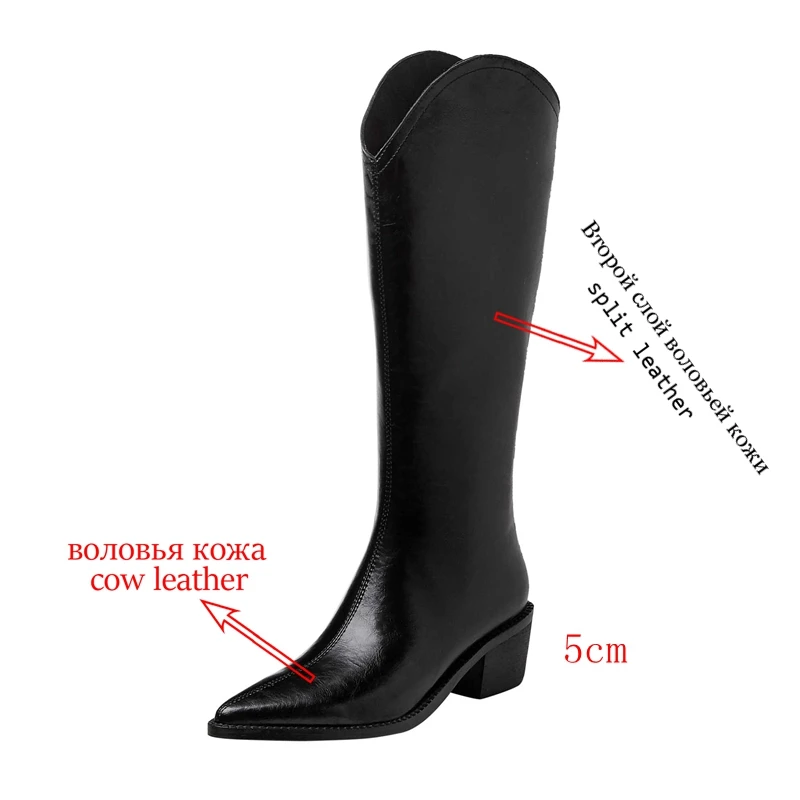 Krazing Pot 2025 Winter New Arrival Cow Leather Chic Pointed Toe Riding Boots High Heels Fashion Elegant Women Thigh High Boots