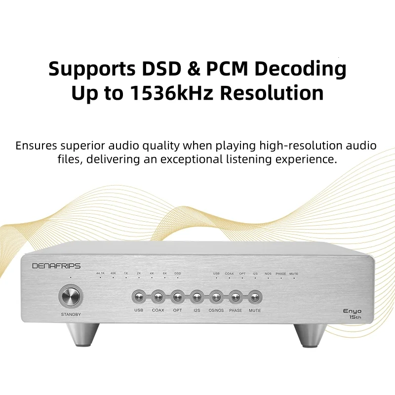Denafrips Enyo 15th デジタル オーディオ デコーダー R2R アーキテクチャのエントリーレベル DAC は、最大 1536KHZ の DSD および PCM デコードをサポート
