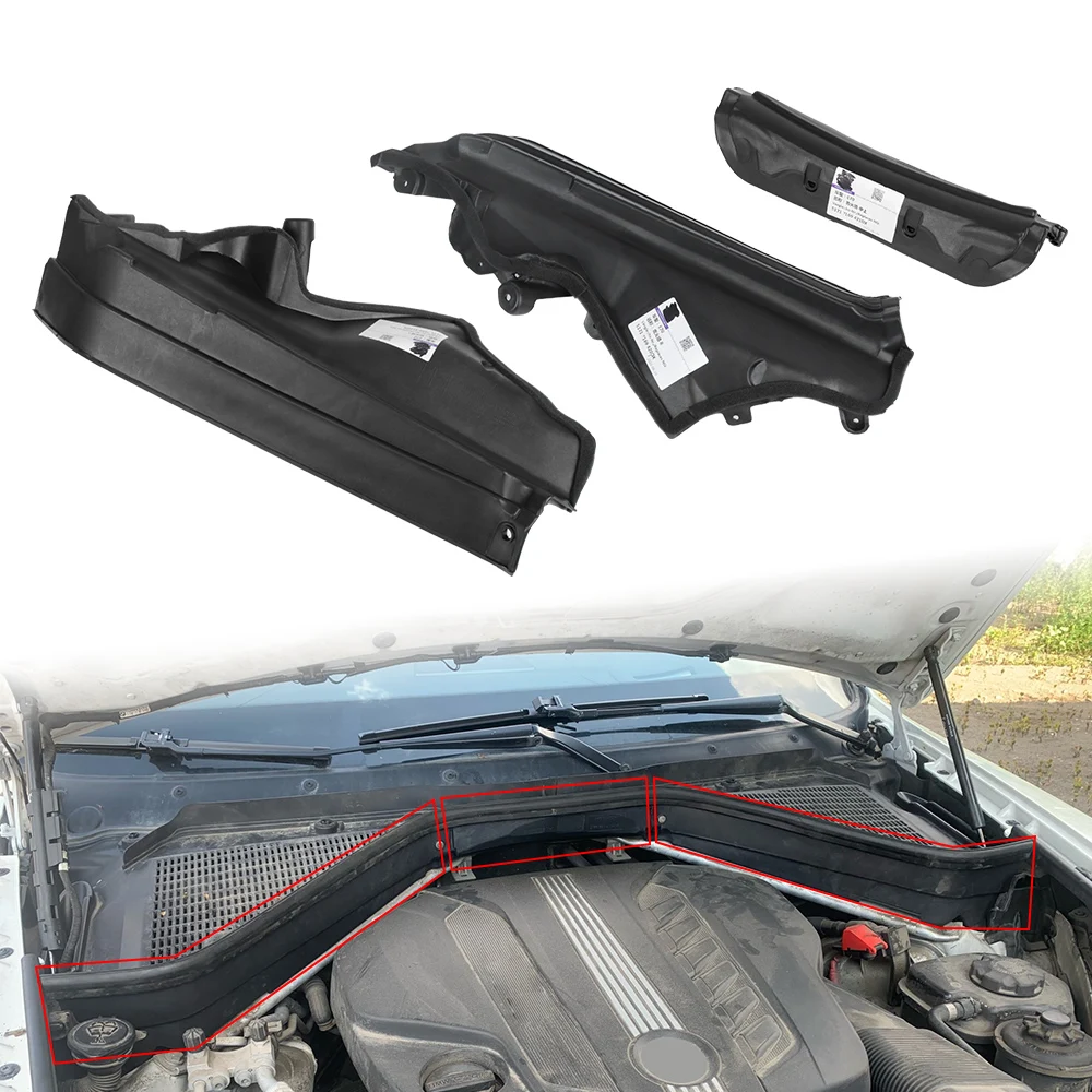 Left Right Car Engine Upper Compartment Partition Panel Set 51717169419 51717169420 51717169421 For BMW X5 X6 E70 E71 E72 3Pcs