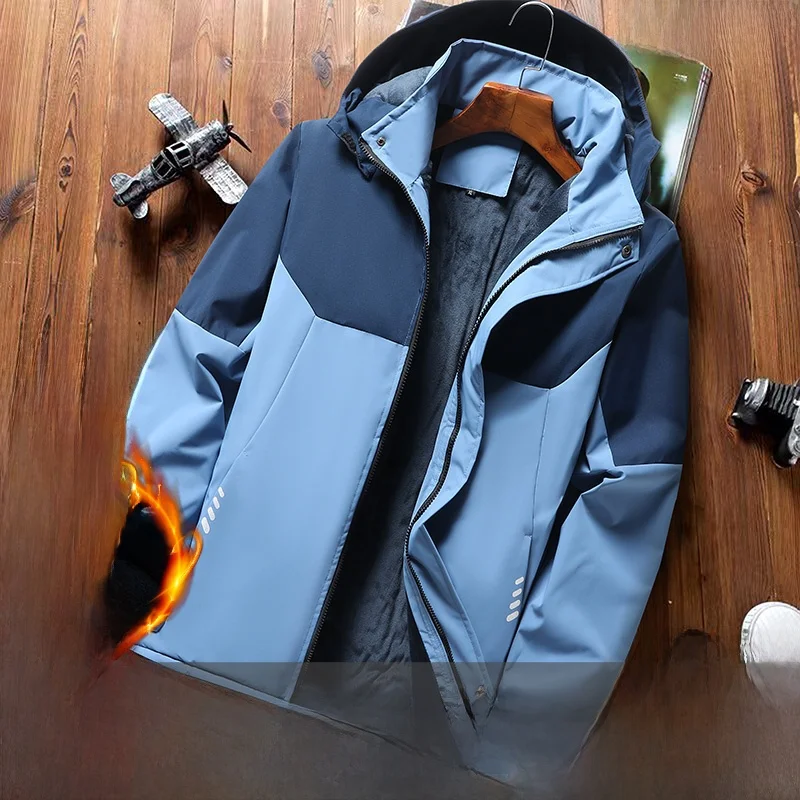 

Мужская утепленная водонепроницаемая хлопковая куртка на флисовой подкладке, зимнее пальто на молнии, теплая, для путешествий, большие размеры, полиэстер