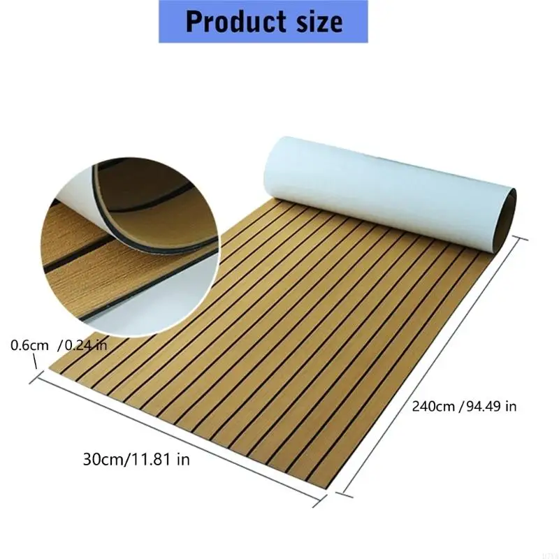 Marine Nonslip Deck Grip Mat for Vessels, High-Density Cushioning with Slip Resistance and a Wood-Style Deck Look D7YA